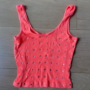 Neon orange tank with Sequin